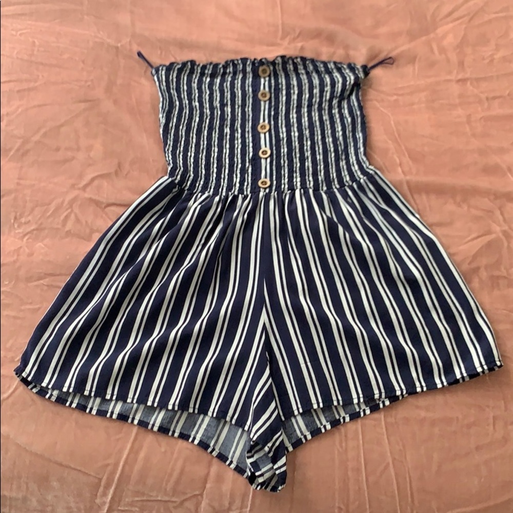 Striped Strapless Romper